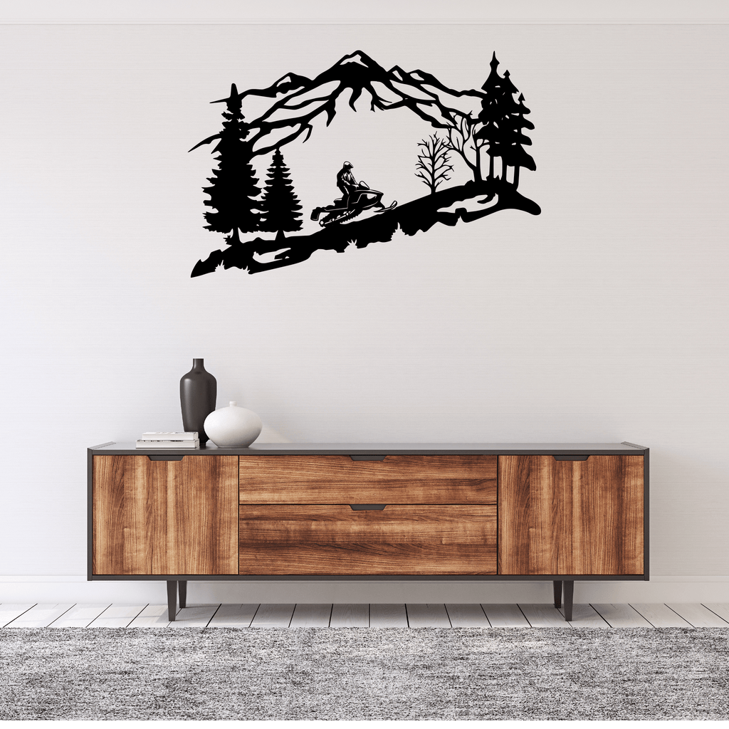 Mountain Snowmobiler- Metal Wall Art - MetalPlex