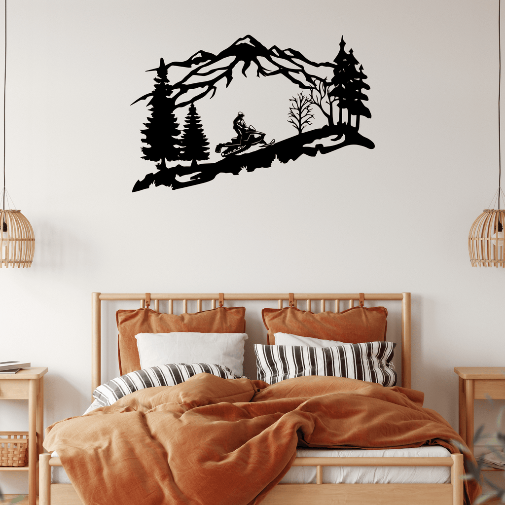 Mountain Snowmobiler- Metal Wall Art - MetalPlex