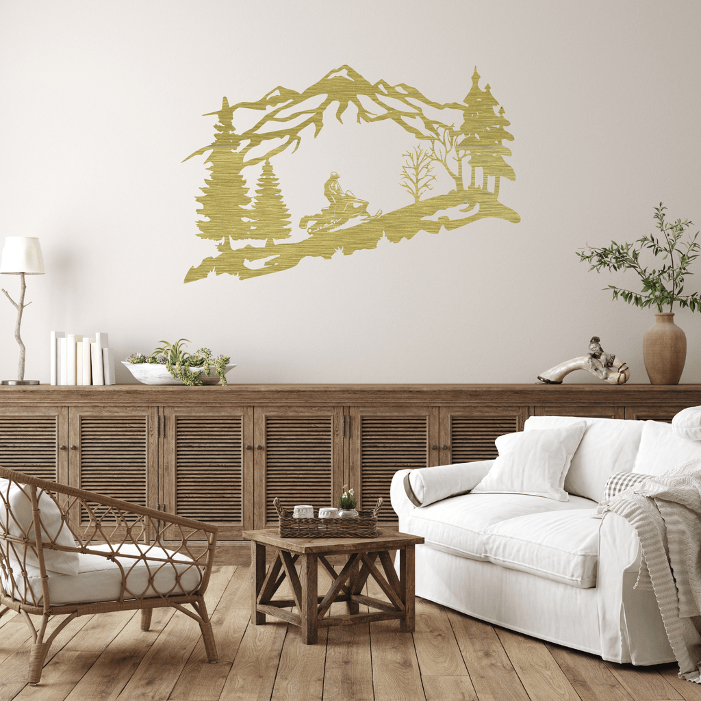 Mountain Snowmobiler- Metal Wall Art - MetalPlex