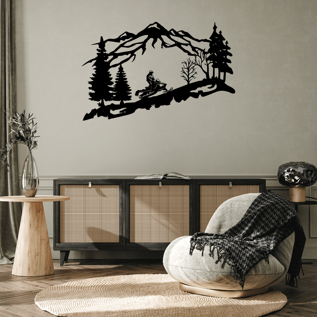 Mountain Snowmobiler- Metal Wall Art - MetalPlex