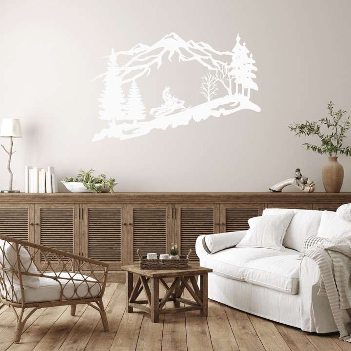 Mountain Snowmobiler- Metal Wall Art - MetalPlex