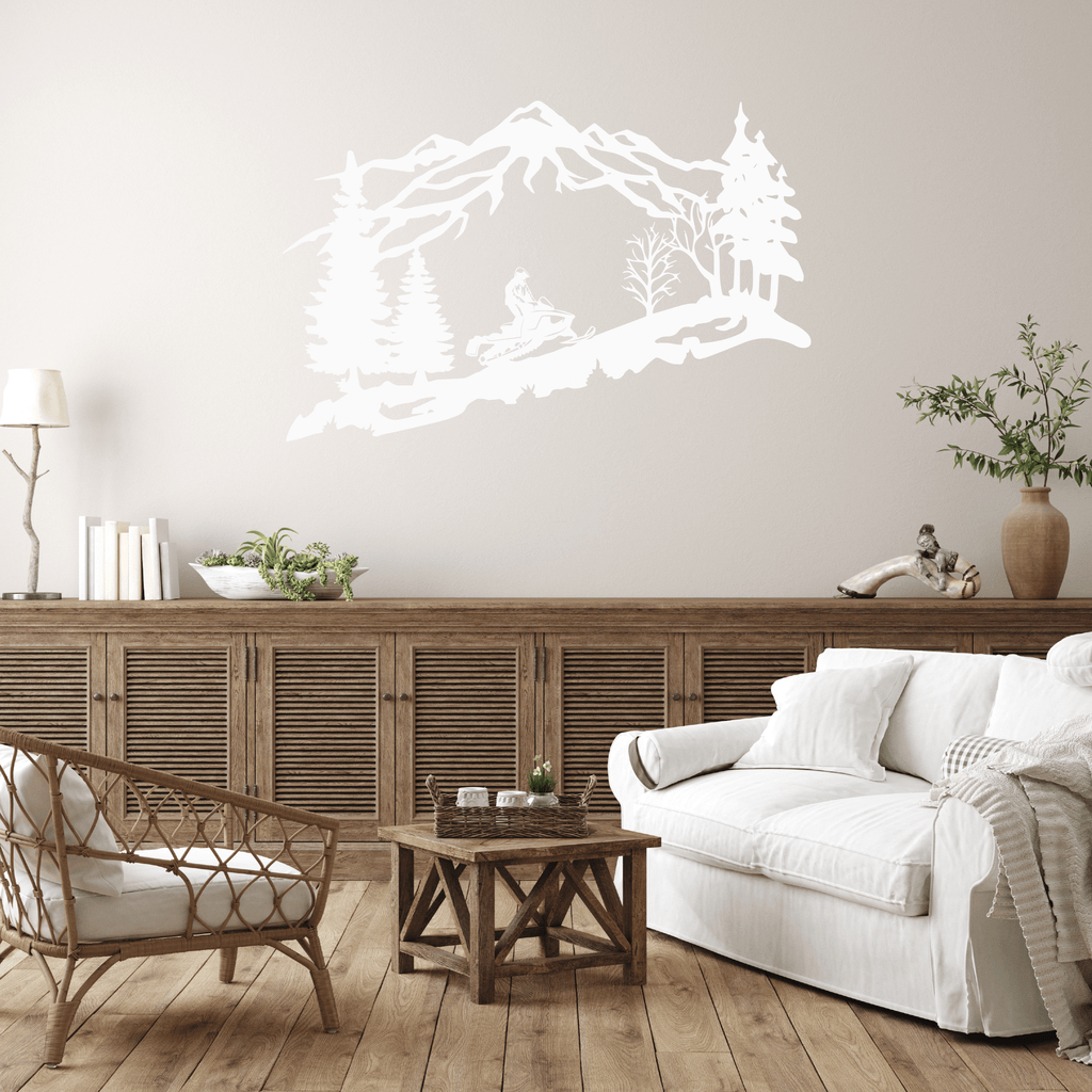 Mountain Snowmobiler- Metal Wall Art - MetalPlex