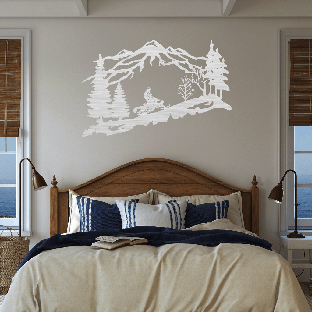 Mountain Snowmobiler- Metal Wall Art - MetalPlex