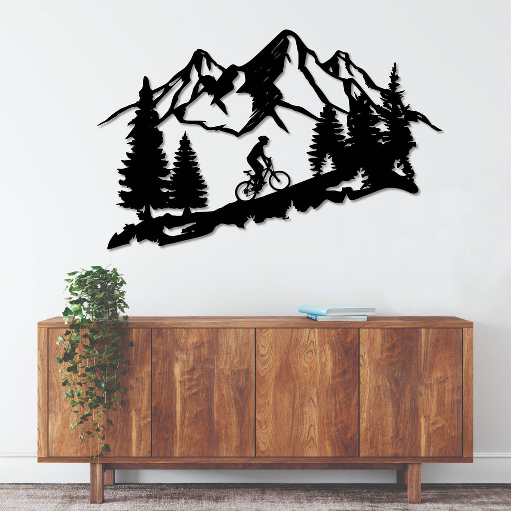 Standing Mountain Biker - Metal Wall Art - MetalPlex