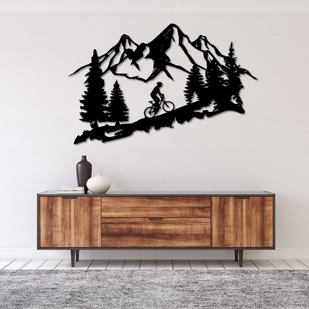 Standing Mountain Biker - Metal Wall Art - MetalPlex