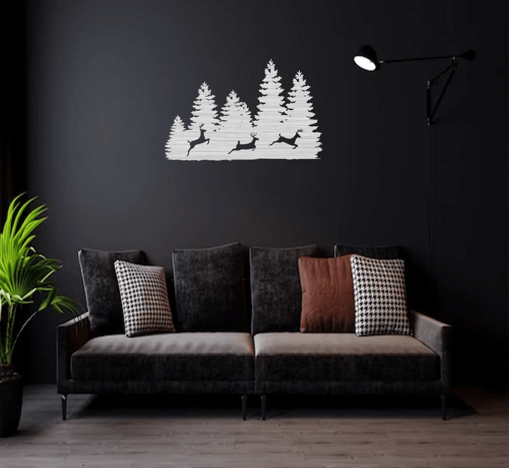Three Forest Deers - Metal Wall Art - MetalPlex