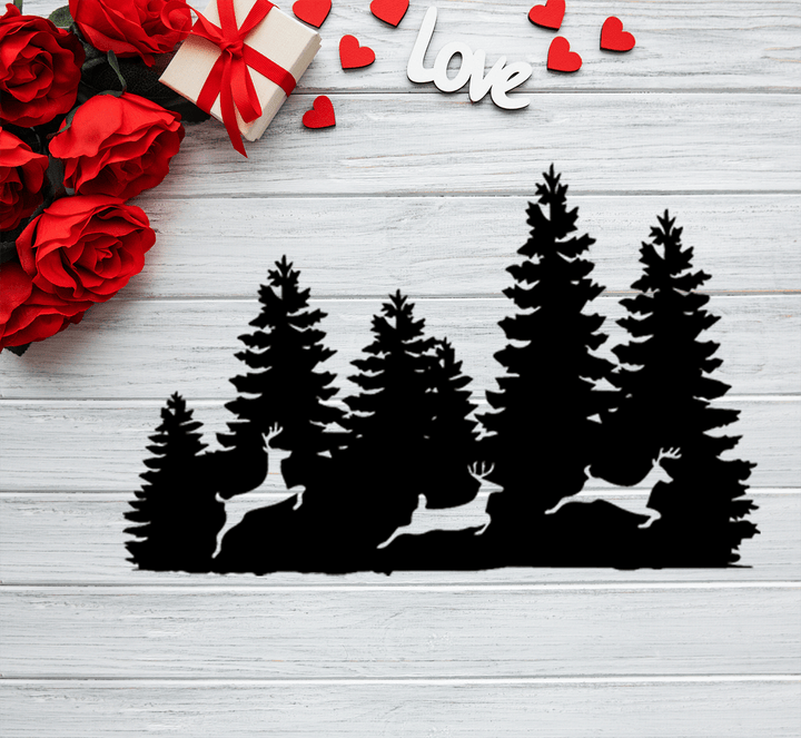Three Forest Deers - Metal Wall Art - MetalPlex