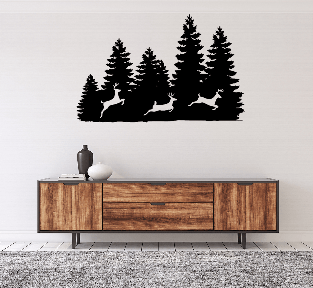 Three Forest Deers - Metal Wall Art - MetalPlex
