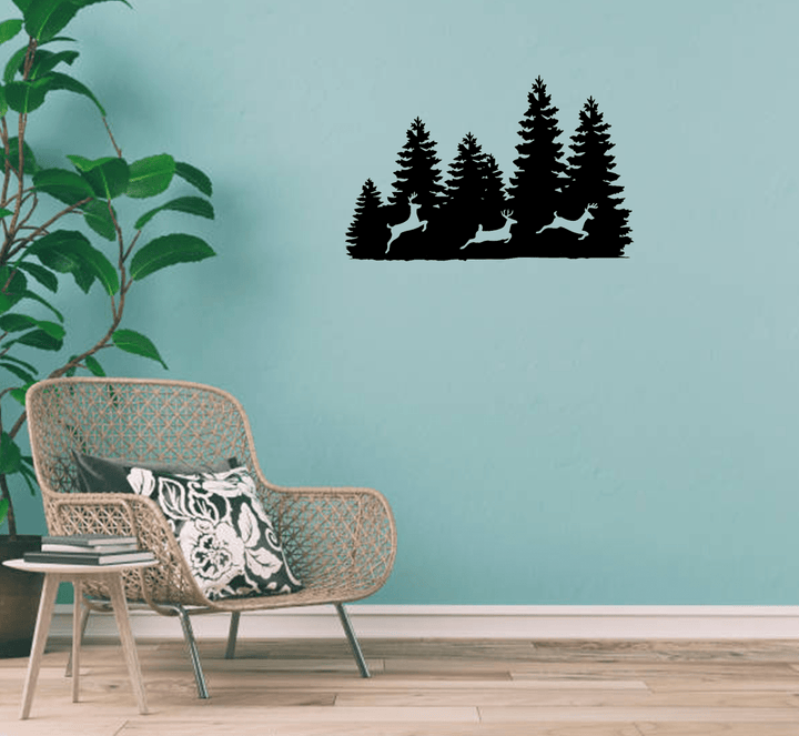 Three Forest Deers - Metal Wall Art - MetalPlex