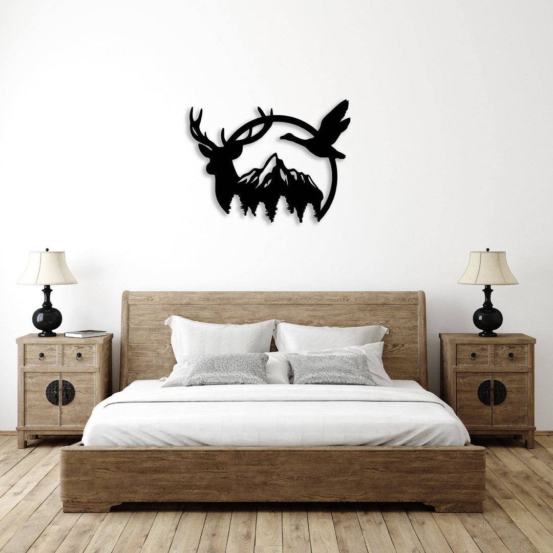 Duck &amp; Deer Mountain - Metal Wall Art - MetalPlex
