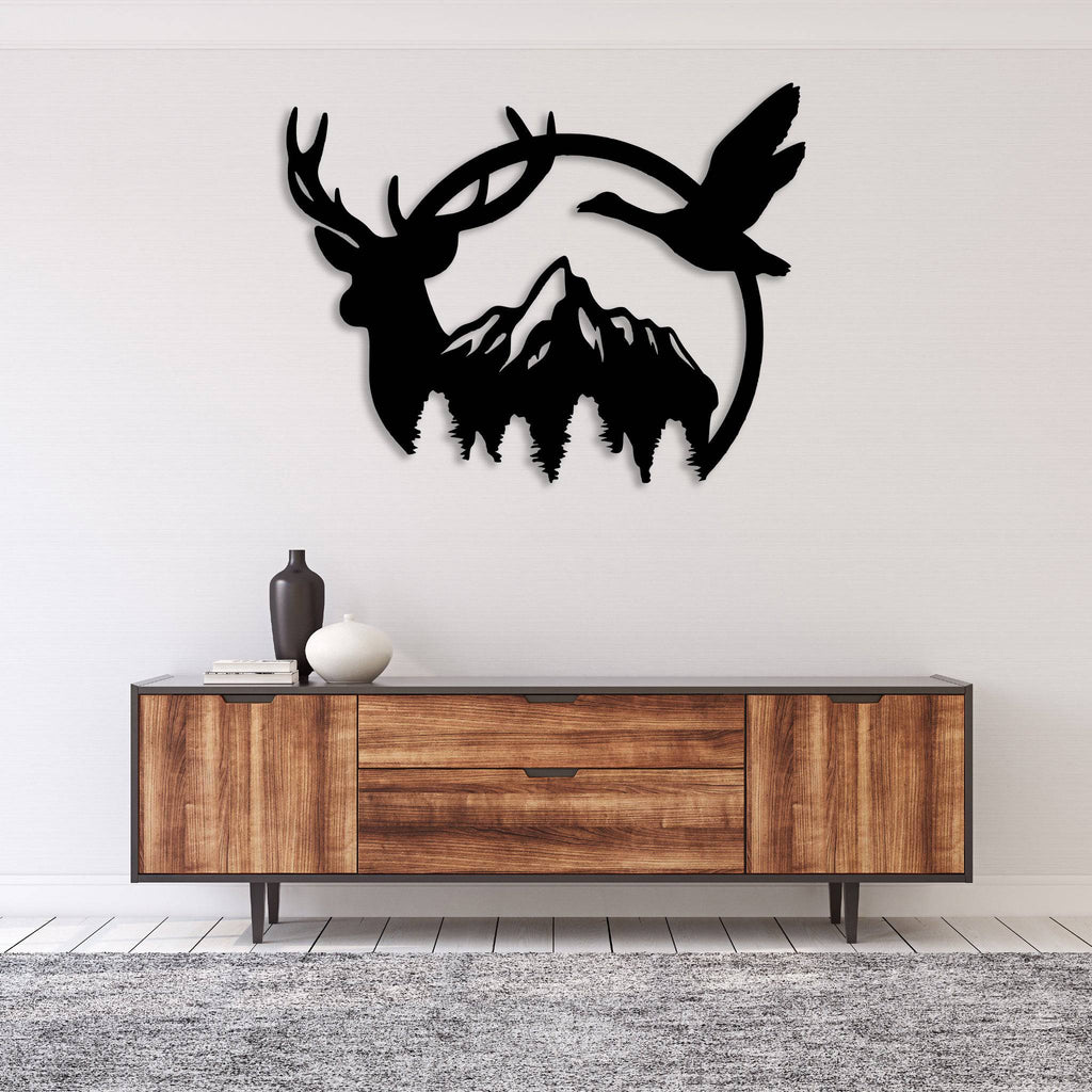 Duck & Deer Mountain - Metal Wall Art - MetalPlex