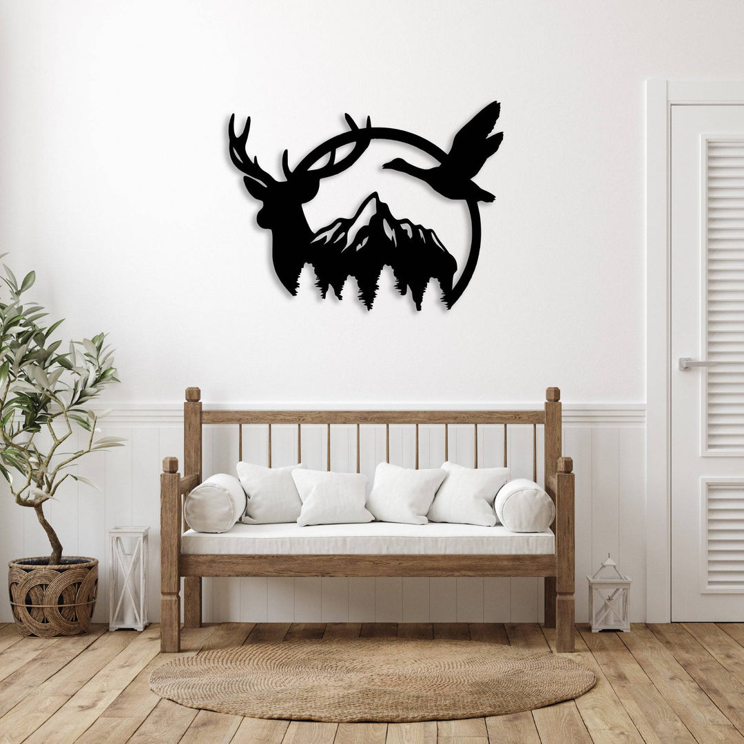Duck &amp; Deer Mountain - Metal Wall Art - MetalPlex
