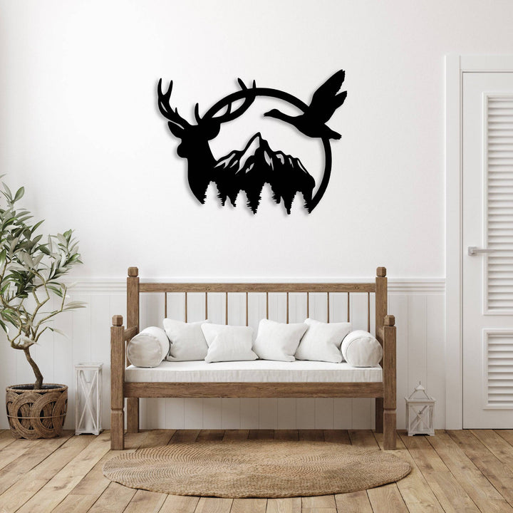 Duck &amp; Deer Mountain - Metal Wall Art - MetalPlex