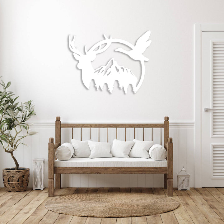 Duck &amp; Deer Mountain - Metal Wall Art - MetalPlex