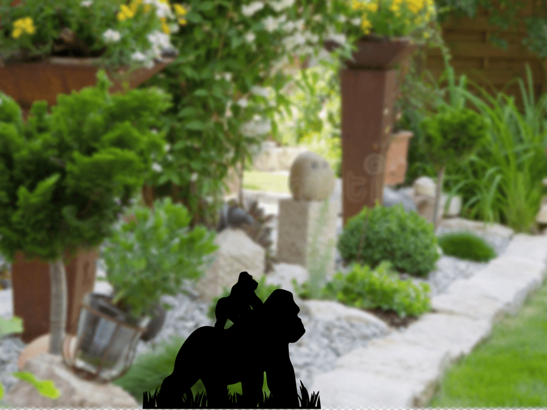 Gorillas Garden Stakes - Metal Art - MetalPlex