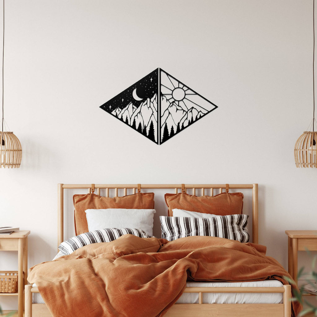 Day and Night Mountains - Metal Wall Art - MetalPlex