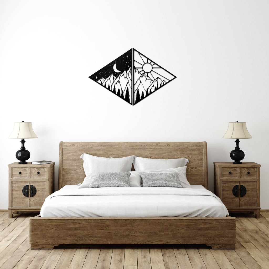 Day and Night Mountains - Metal Wall Art - MetalPlex