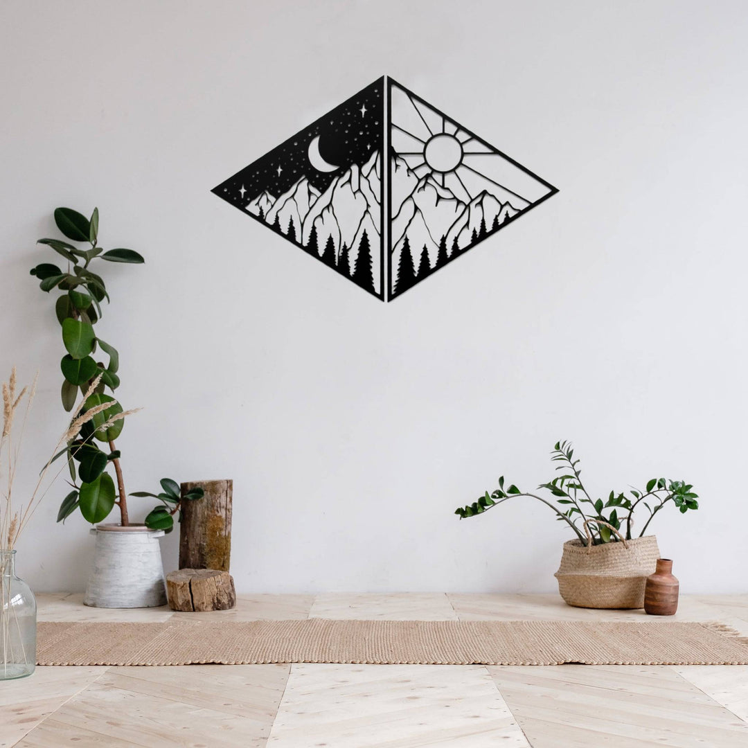 Day and Night Mountains - Metal Wall Art - MetalPlex