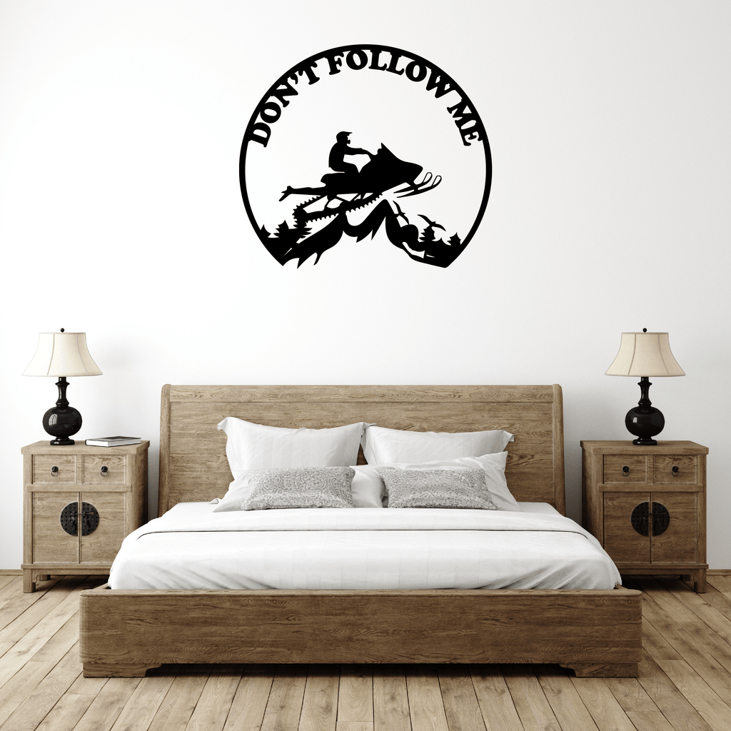 Snowmobiler -Don't Follow Me  - Metal Wall Art - MetalPlex