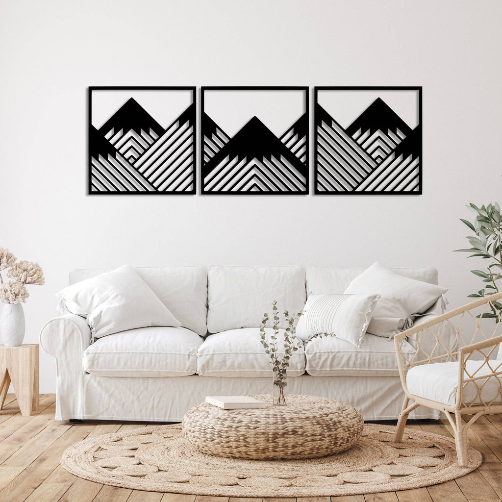 Geometric Mountains (3 Piece) - Metal Wall Art - MetalPlex