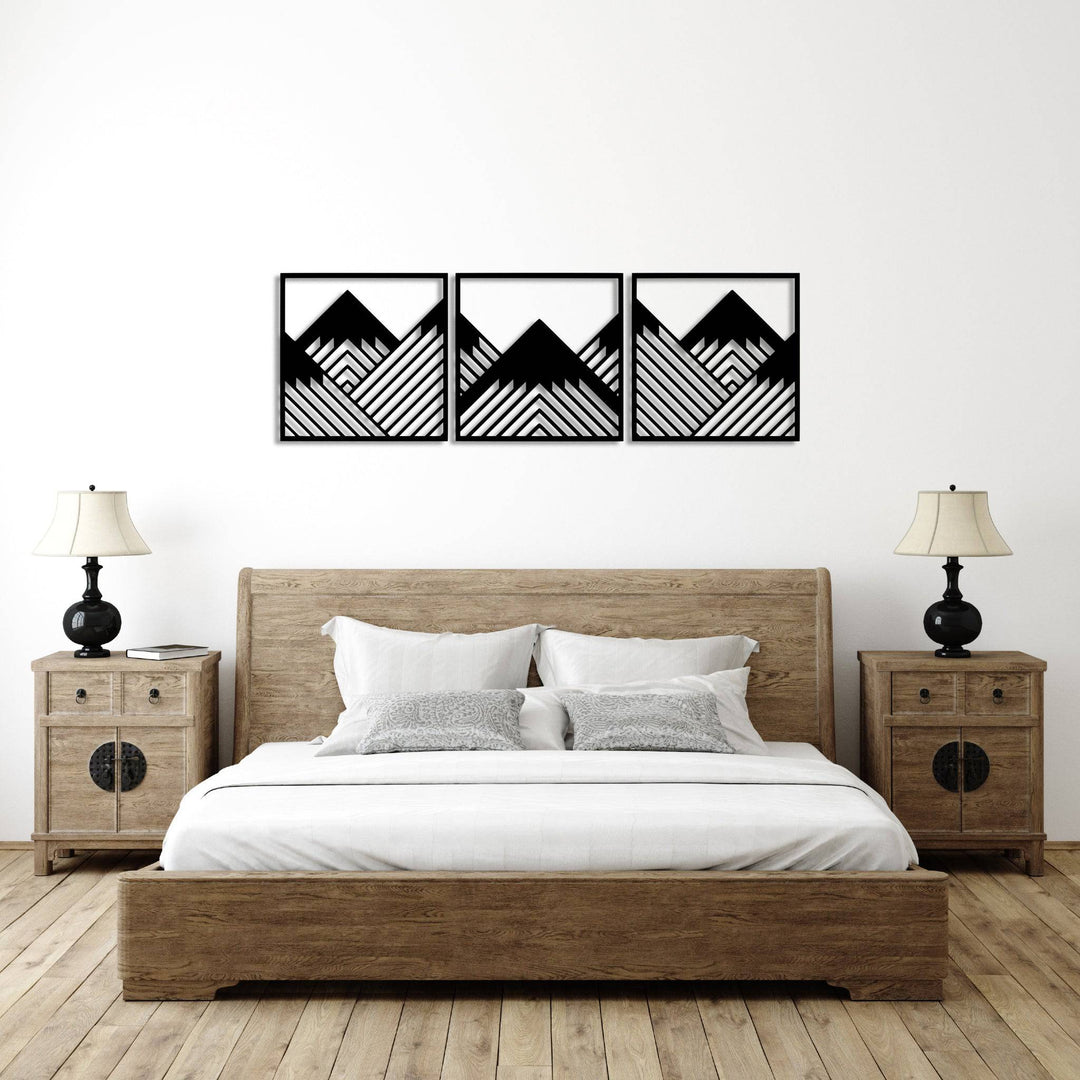 Geometric Mountains (3 Piece) - Metal Wall Art - MetalPlex