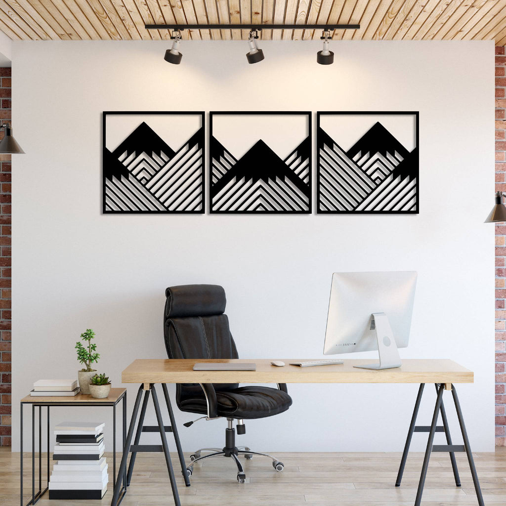 Geometric Mountains (3 Piece) - Metal Wall Art - MetalPlex