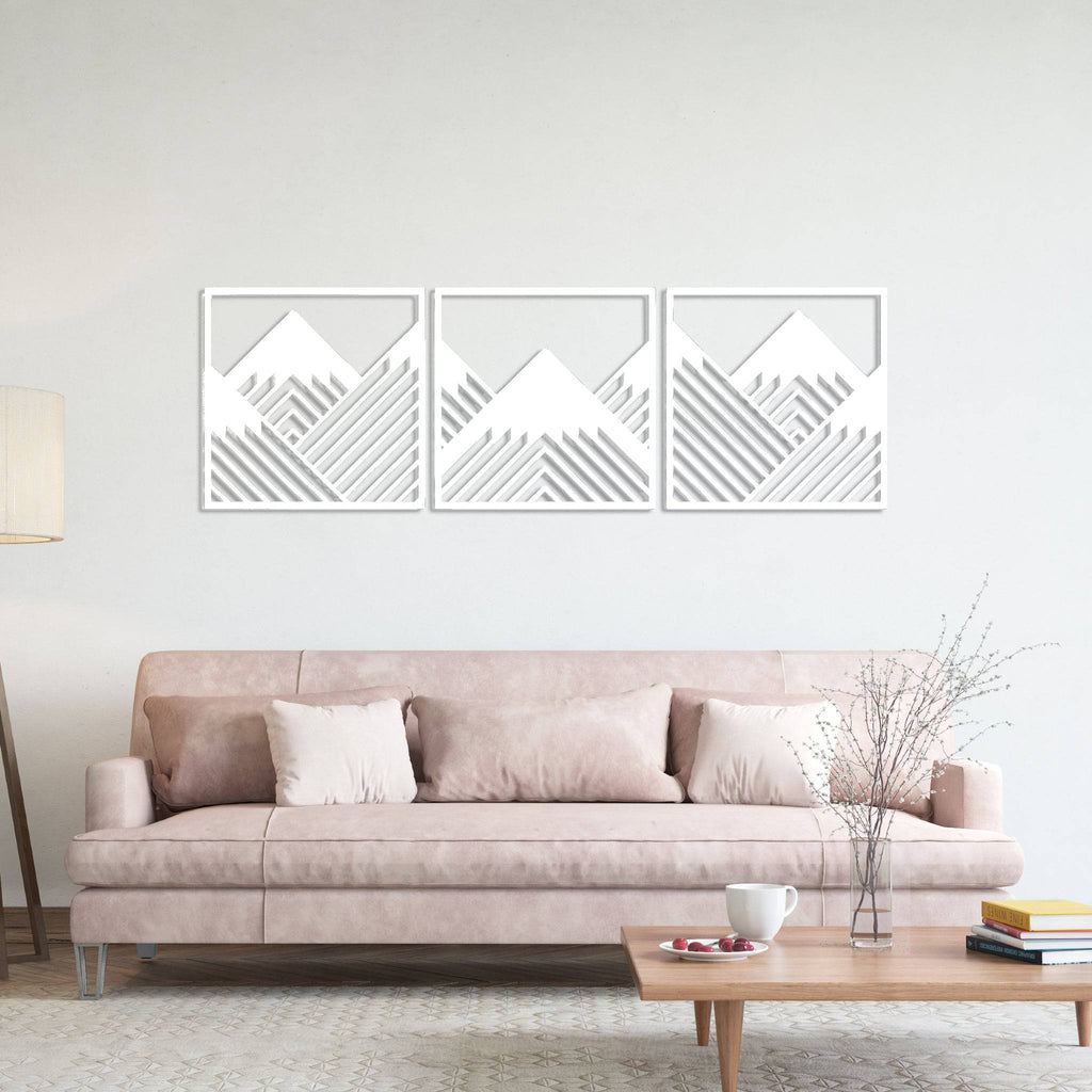 Geometric Mountains (3 Piece) - Metal Wall Art - MetalPlex