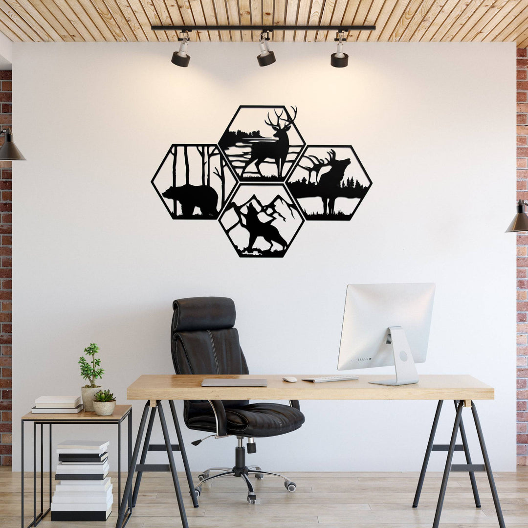 Four Wildlife Hexagon&