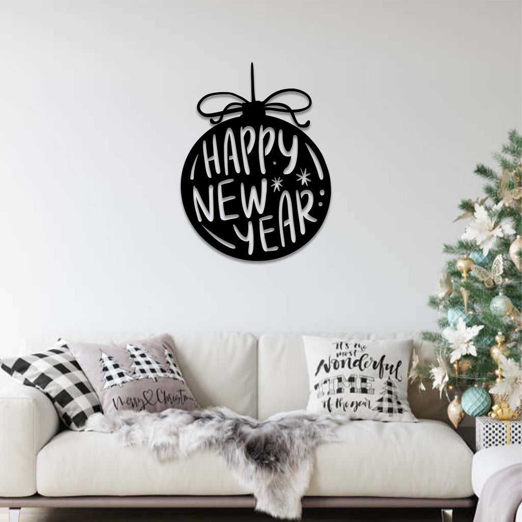 Happy New Year Ornament - Metal Wall Art - MetalPlex