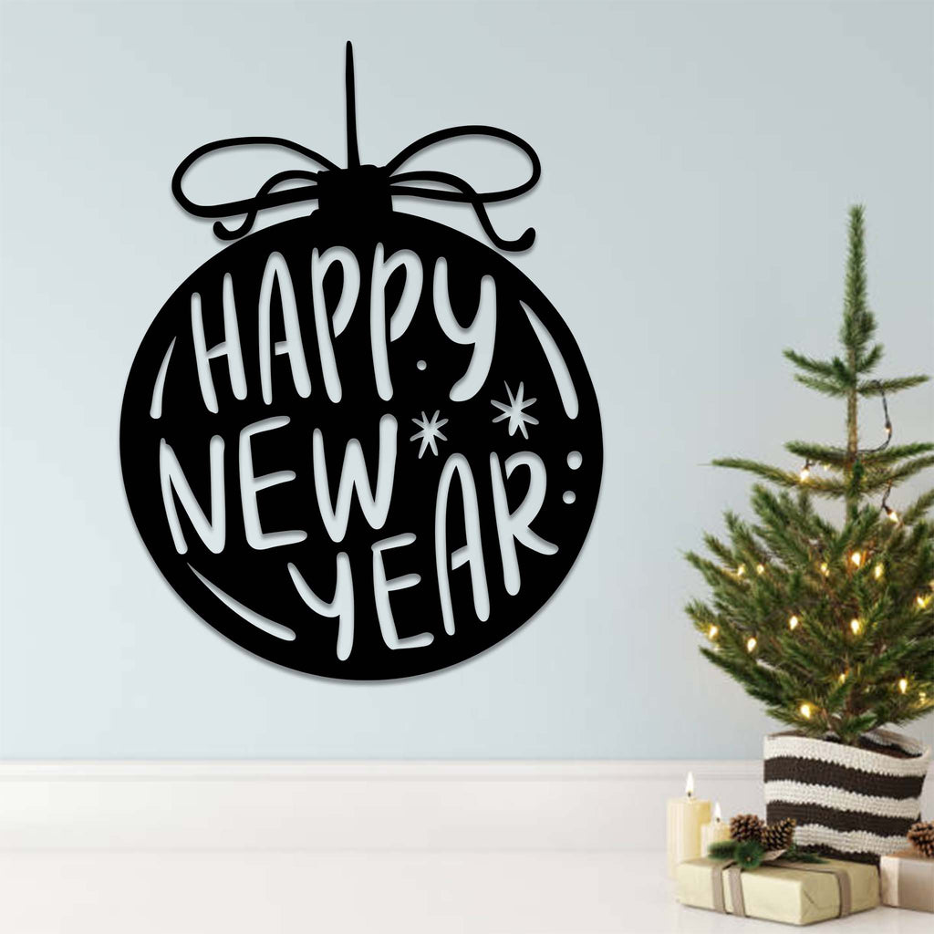 Happy New Year Ornament - Metal Wall Art - MetalPlex