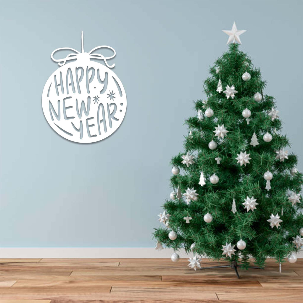 Happy New Year Ornament - Metal Wall Art - MetalPlex