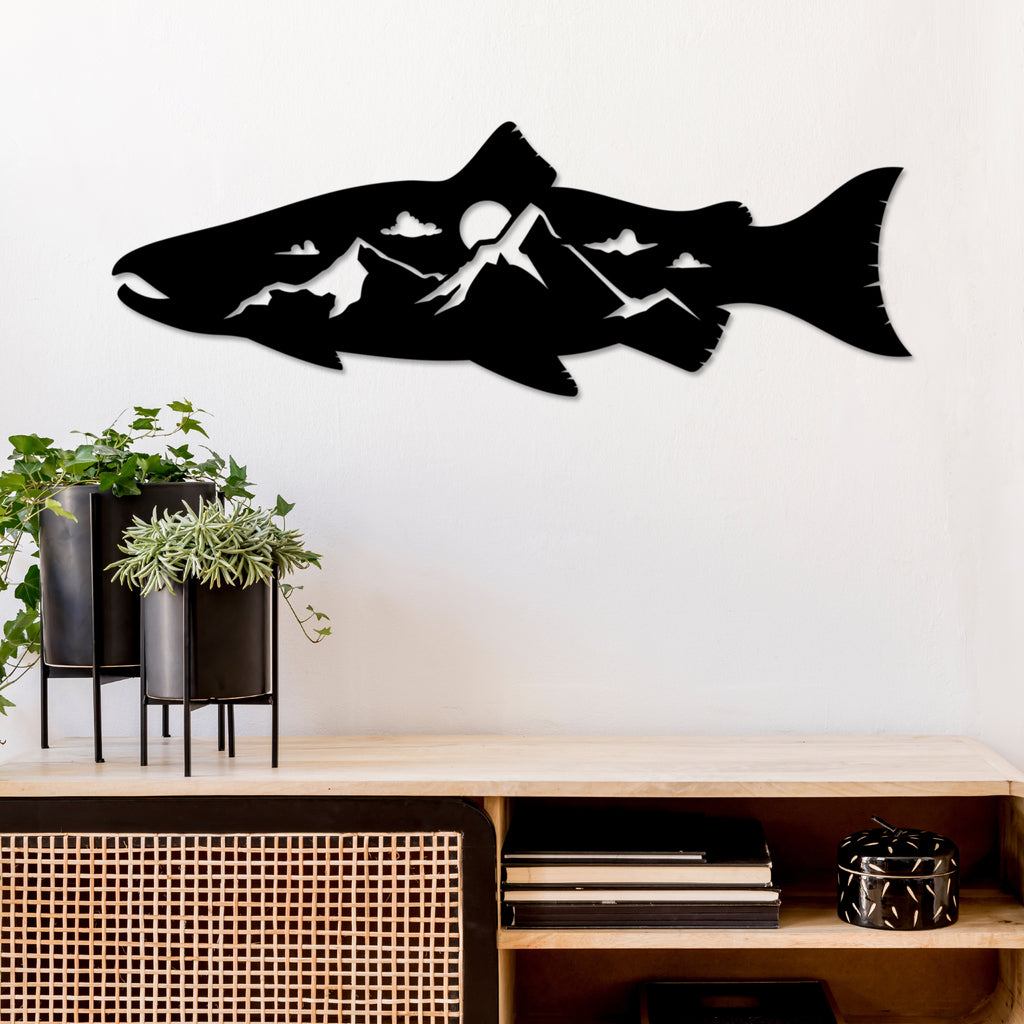 Salmon Fish Design Alternative - Metal Wall Art - MetalPlex