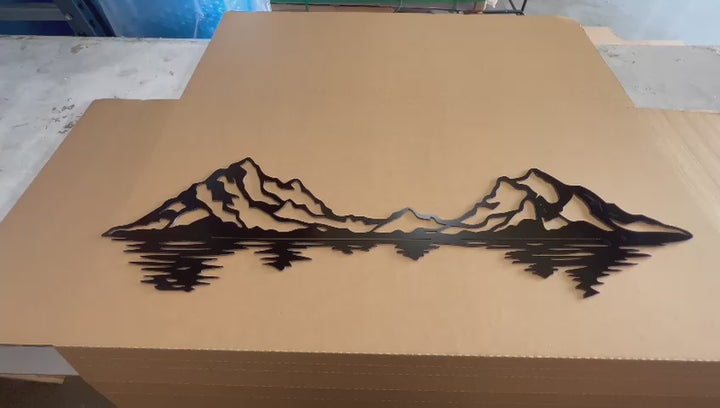 Mountain Range Reflection Metal Wall Art – Lake View Landscape Home Decor