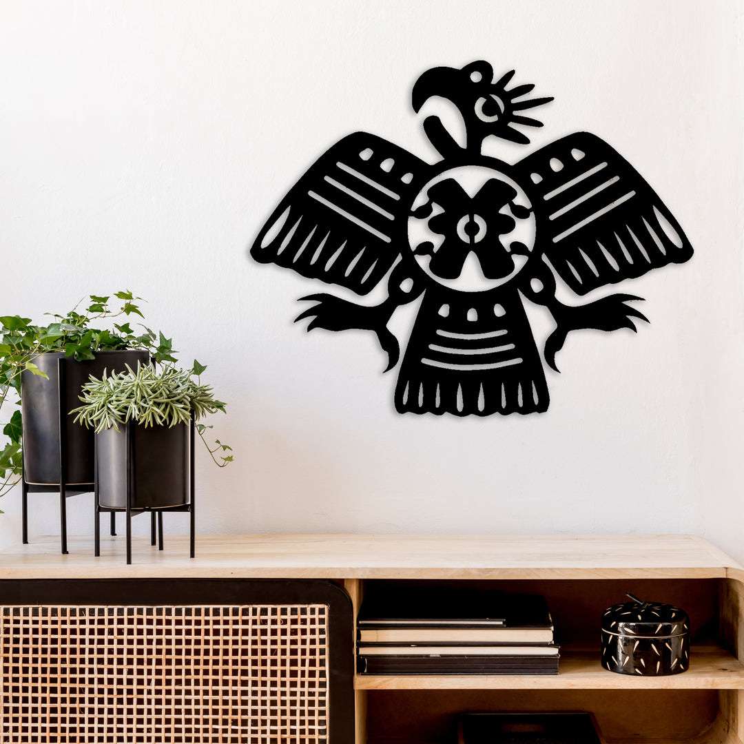 Aztec Bird Metal Wall Art by Metalplex: A striking image capturing the intricate design of Aztec-inspired birds, blending cultural richness with contemporary elegance for a unique home decor statement.