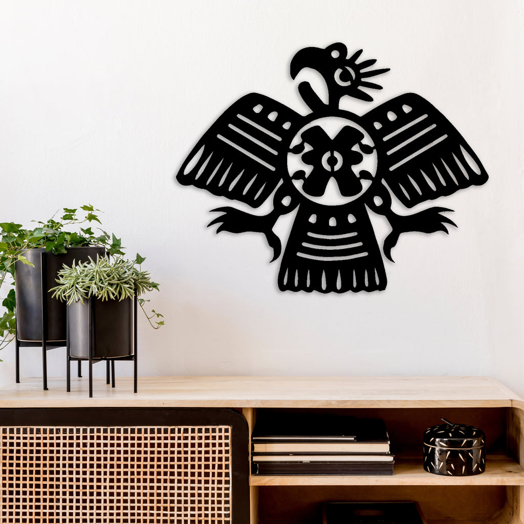 Aztec Bird Metal Wall Art by Metalplex: A striking image capturing the intricate design of Aztec-inspired birds, blending cultural richness with contemporary elegance for a unique home decor statement.