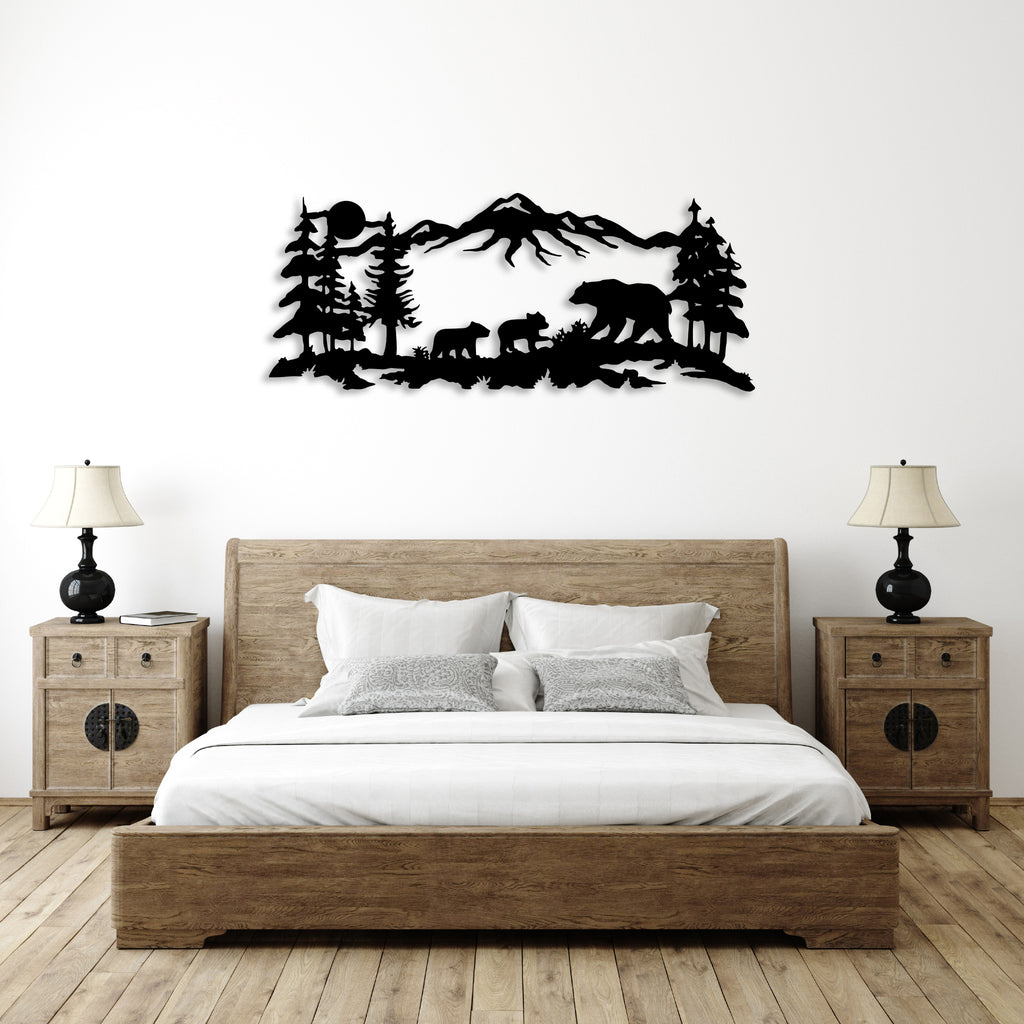 Mountain Bear Family - Metal Wall Art - MetalPlex