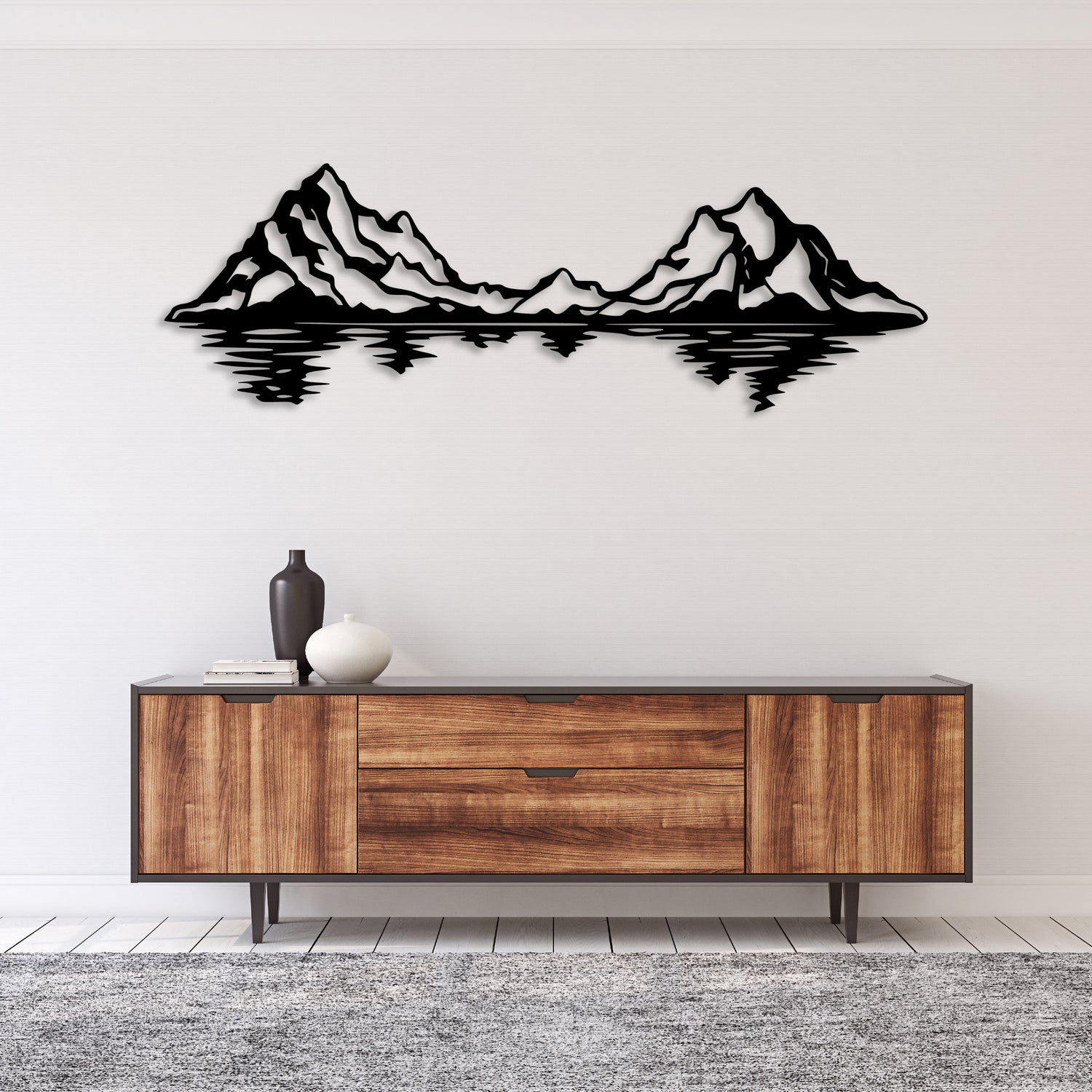 Mountain Range Reflection - Metal Wall Art