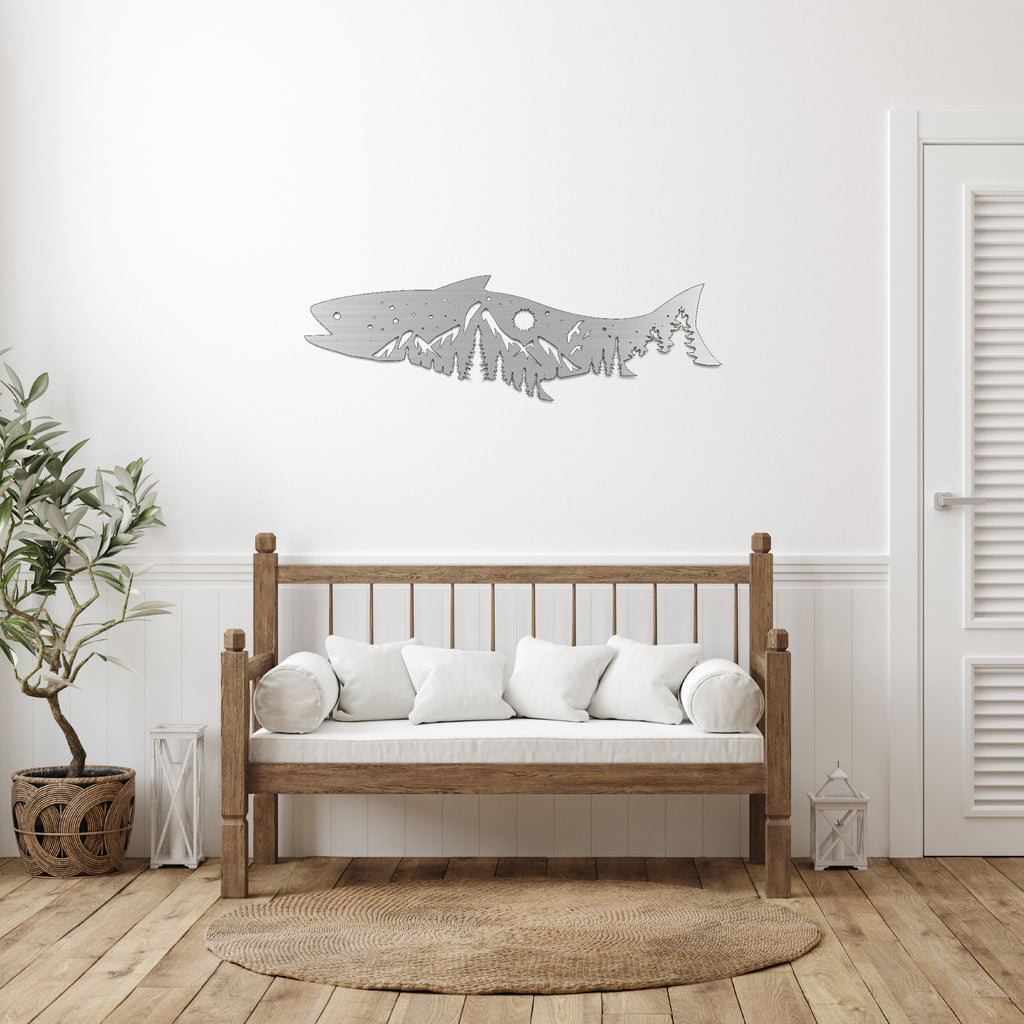 Salmon Fish Design - Metal Wall Art - MetalPlex