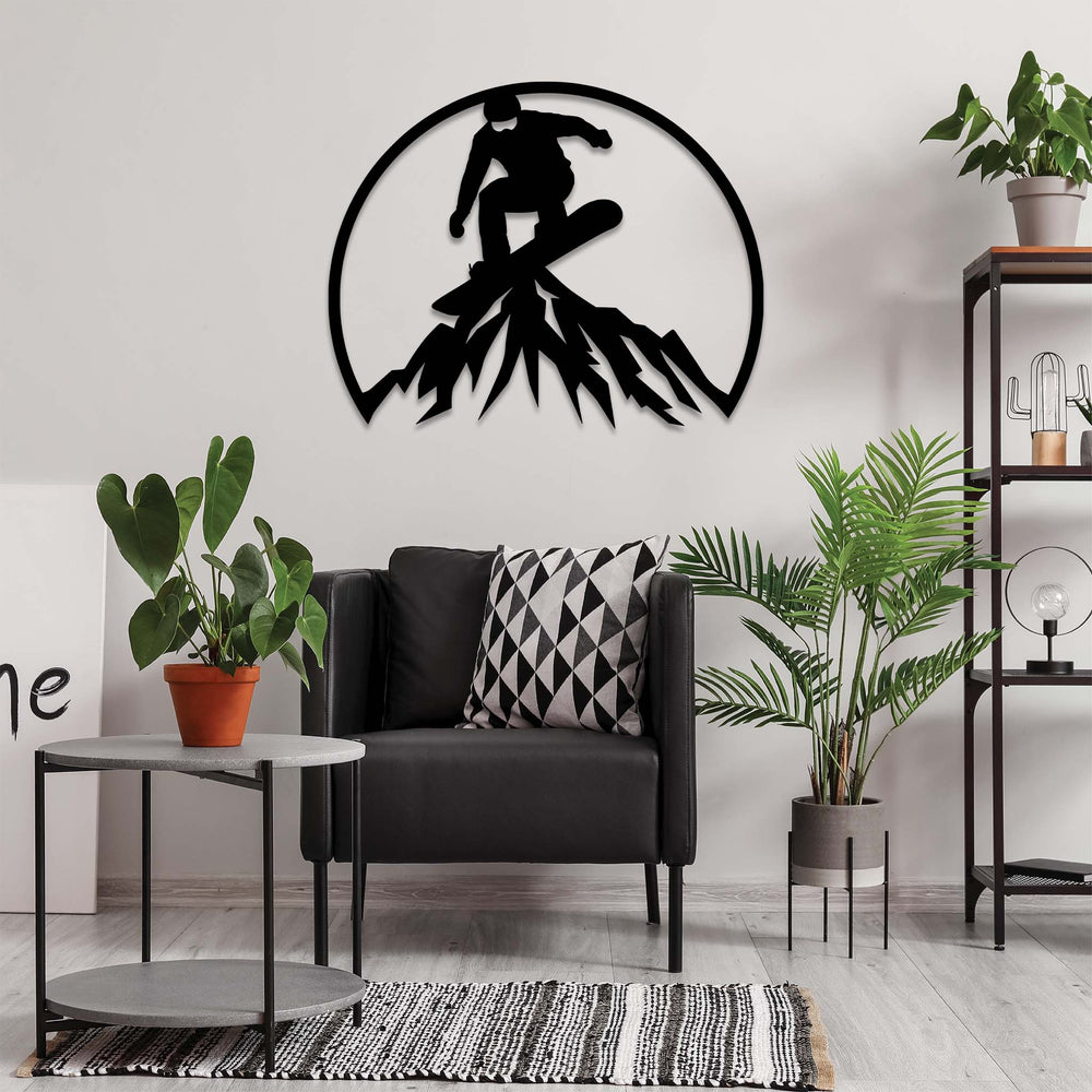 Snowboarder Mountain - Metal Wall Art - MetalPlex