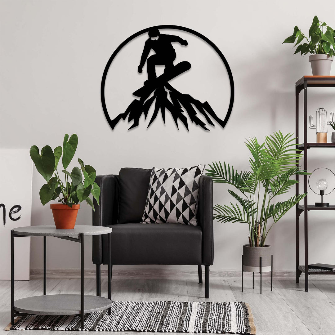 Snowboarder Mountain - Metal Wall Art - MetalPlex