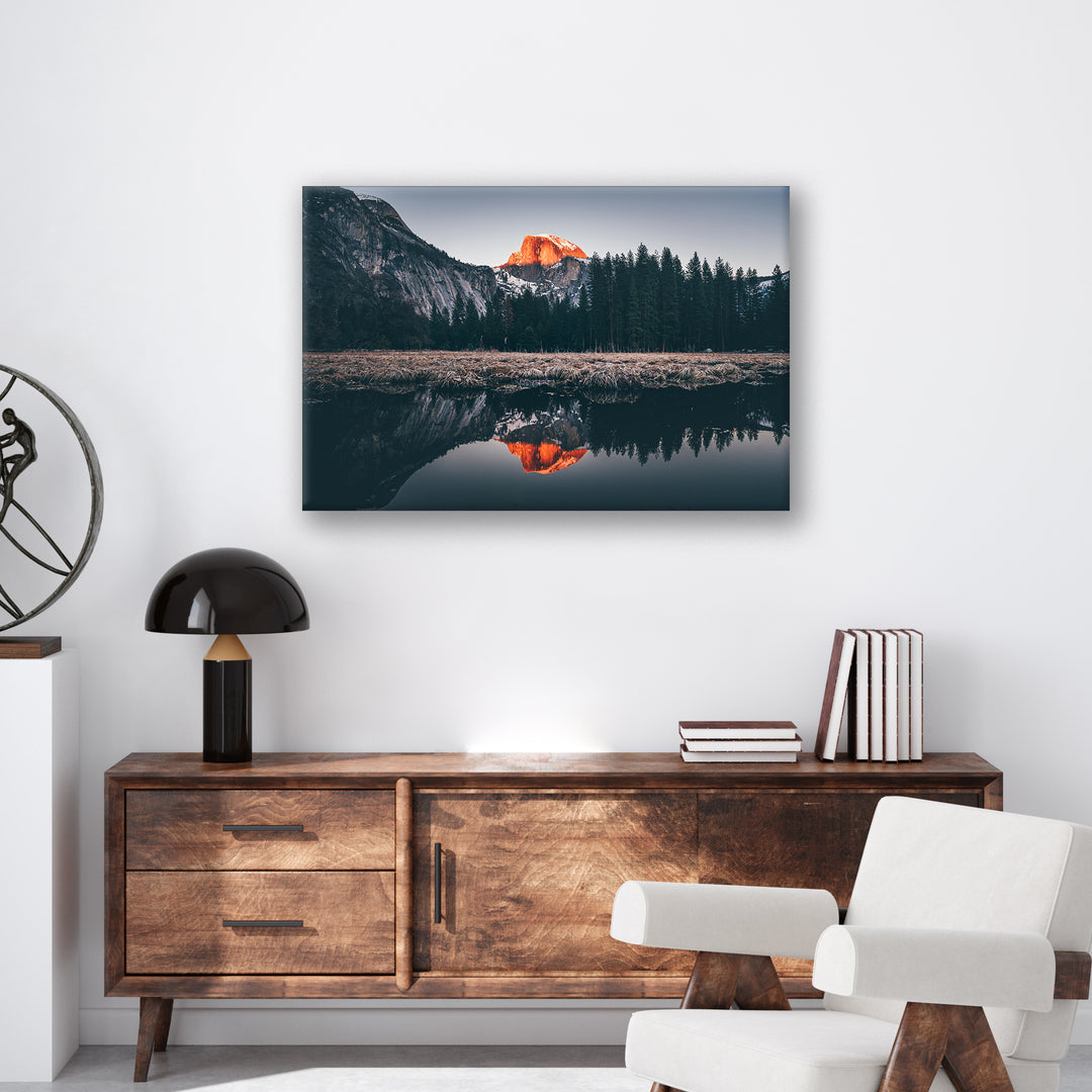 Captivate your space with the breathtaking beauty of the Yosemite Sunset Print from Metalplex. This stunning metal wall art captures the vibrant hues of a Yosemite sunset, bringing nature&