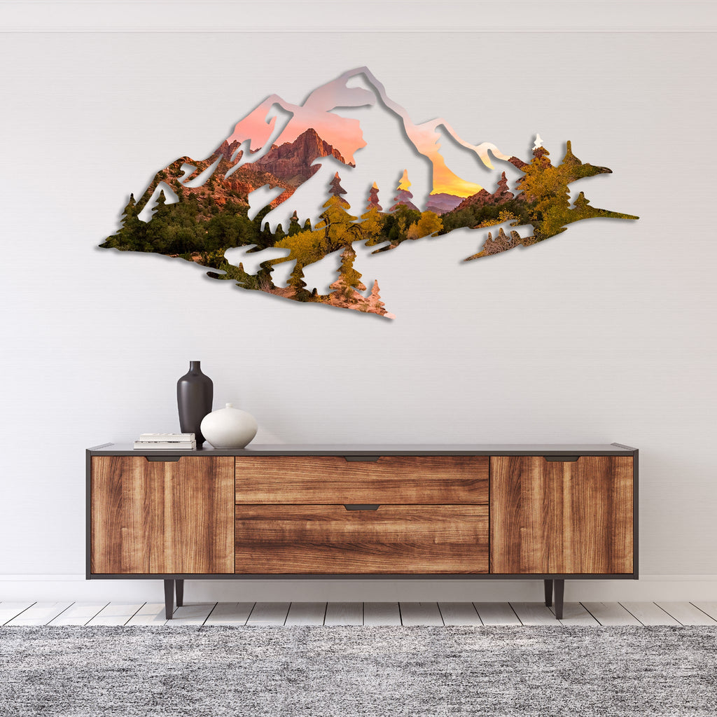 Zion Mountain Range View - Metal Wall Art - MetalPlex