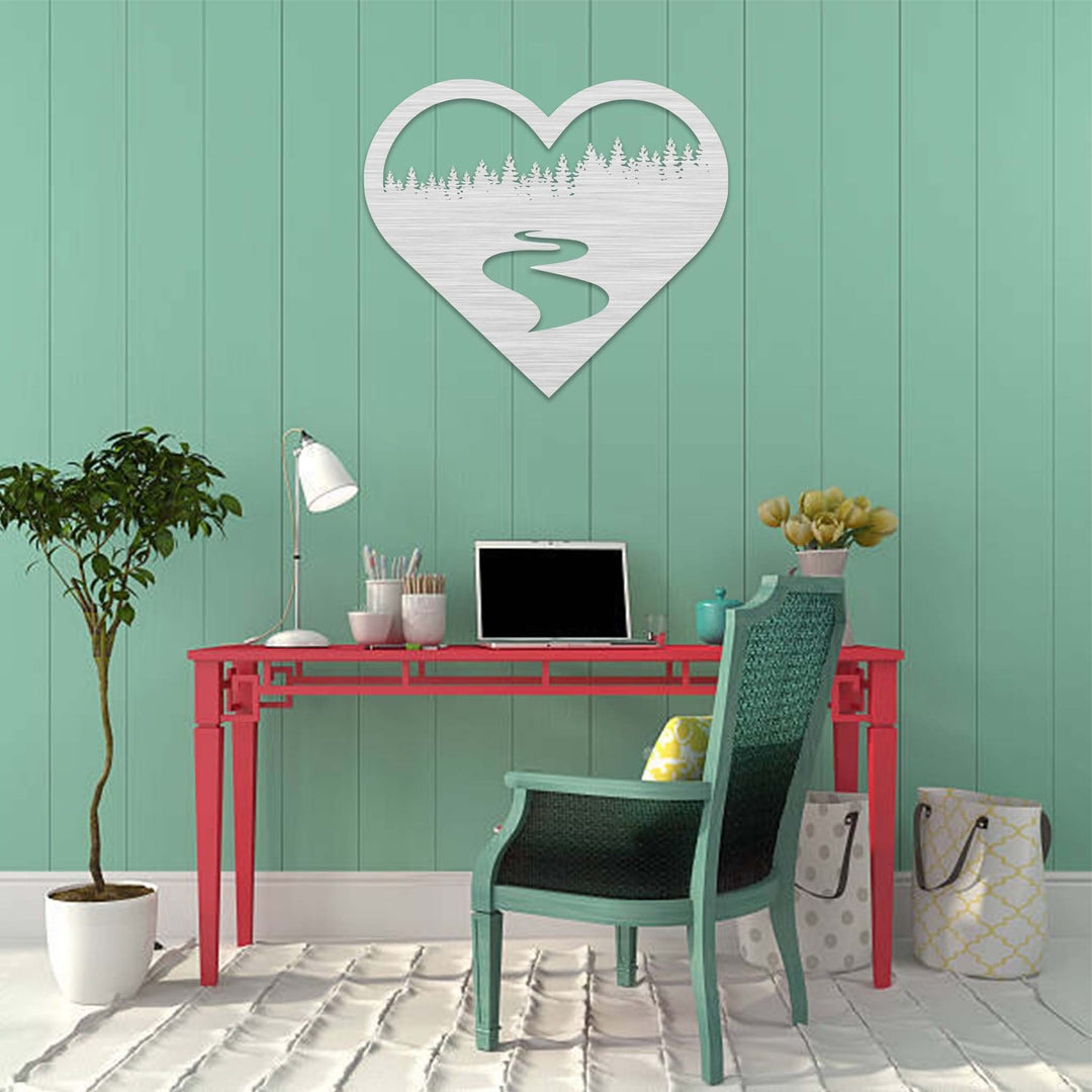 Forest River Heart - Metal Wall Art - MetalPlex