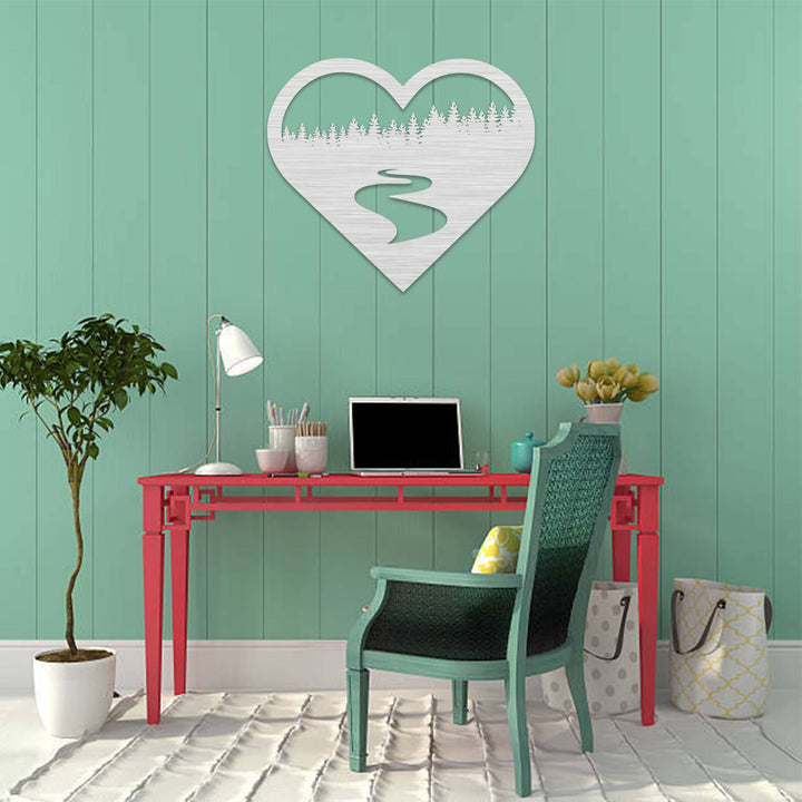 Forest River Heart - Metal Wall Art - MetalPlex