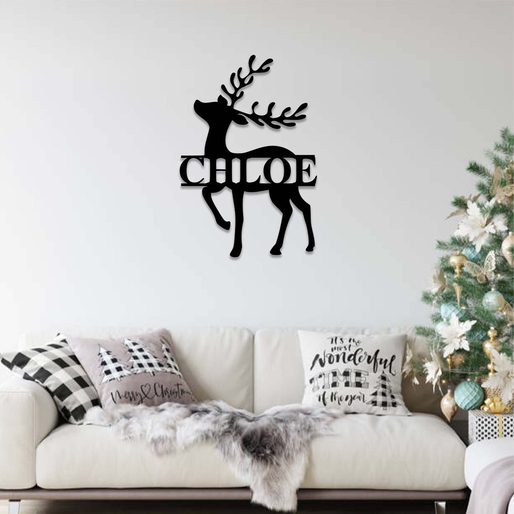 Reindeer Monogram - Metal Wall Art - MetalPlex