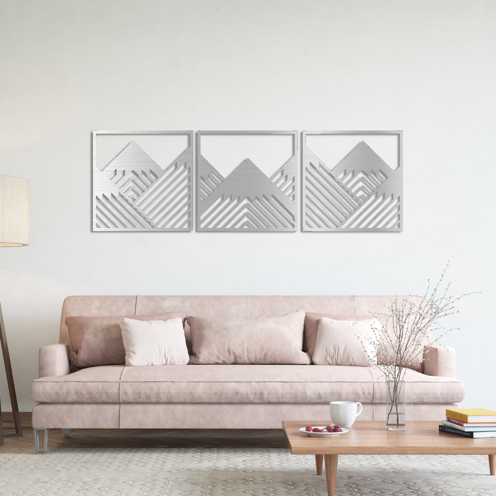 Geometric Mountains (3 Piece) - Metal Wall Art - MetalPlex