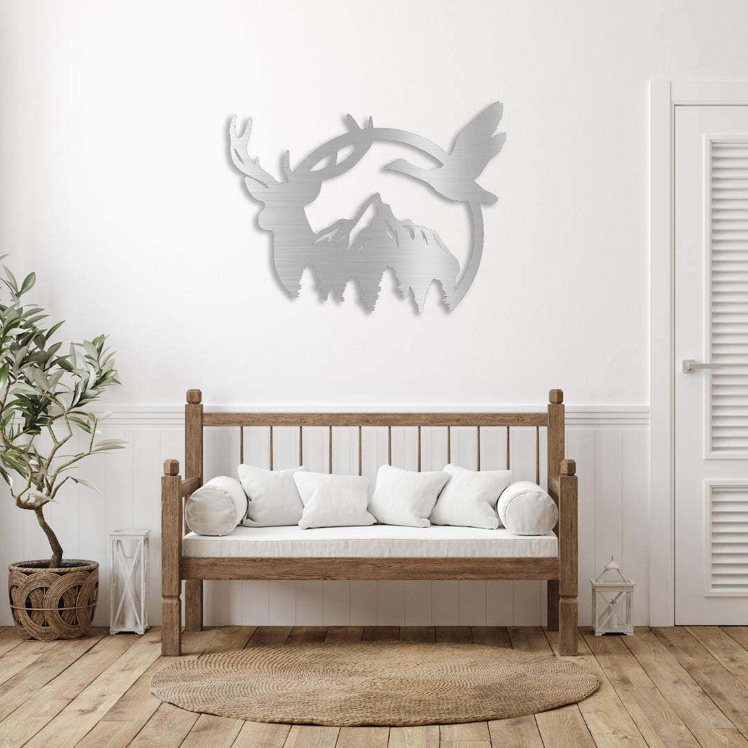Duck &amp; Deer Mountain - Metal Wall Art - MetalPlex
