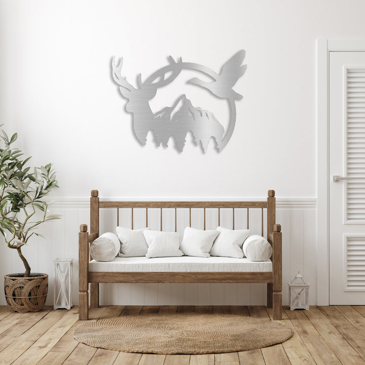 Duck &amp; Deer Mountain - Metal Wall Art - MetalPlex
